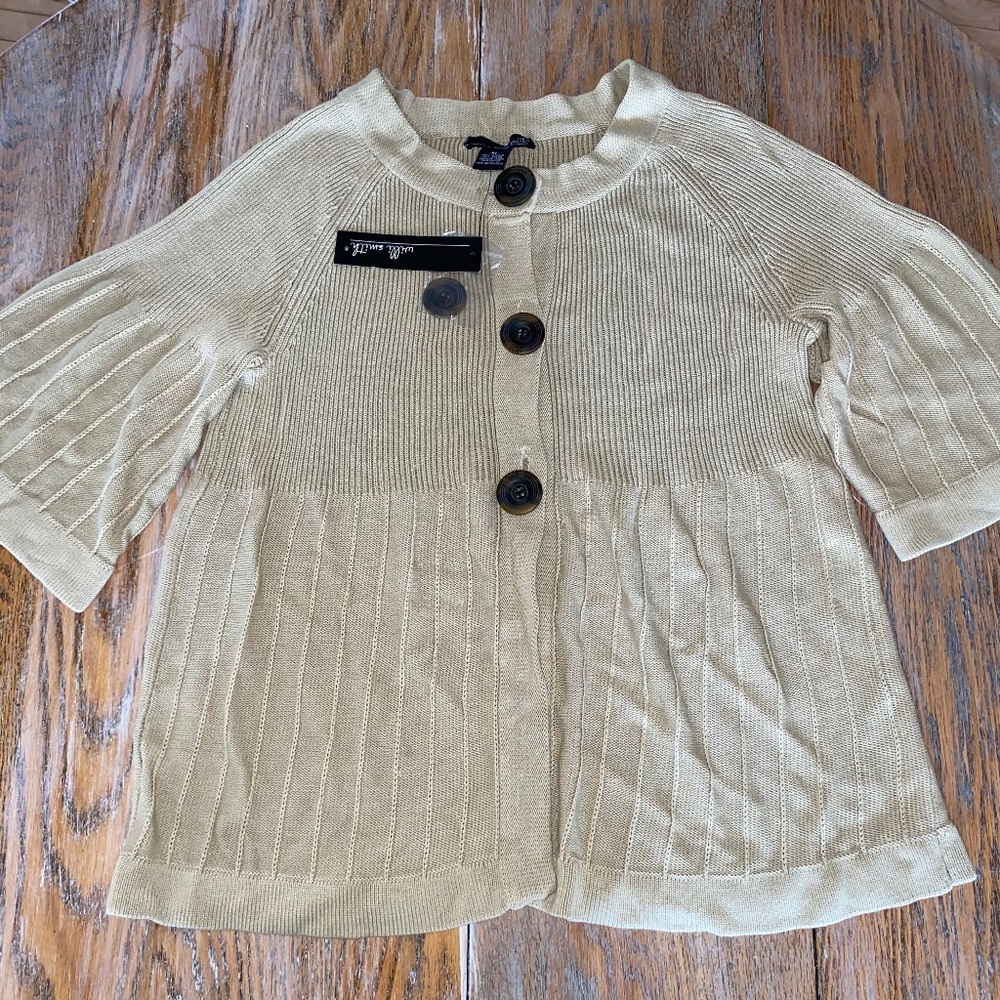 WILLI SMITH visc blend button 3/4 sl sweater/NWT